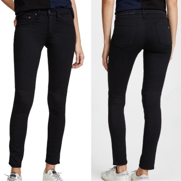 Rag & Bone Mid Rise Soft Twill Skinny Legging Jeans Black Plush Sz 27 - Picture 1 of 4